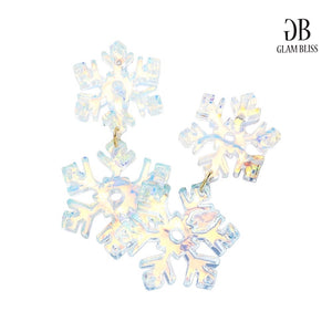 Hologram Double Snowflake Earrings