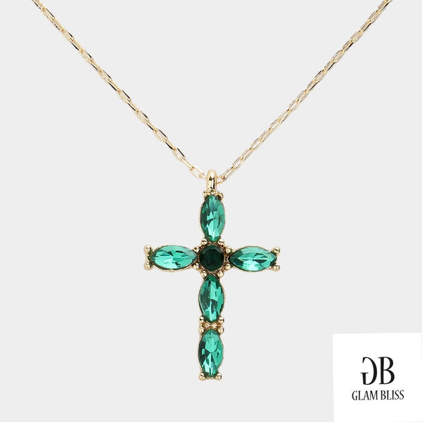 Marquise Stone Cross Necklace