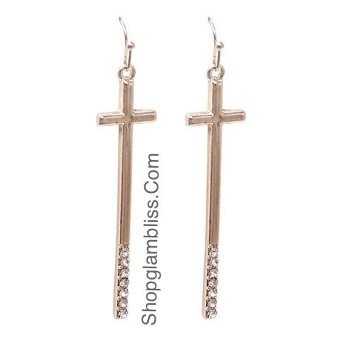 Rose Gold Cross Earrings