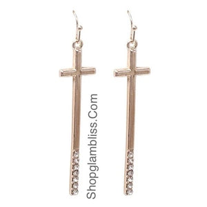 Rose Gold Cross Earrings